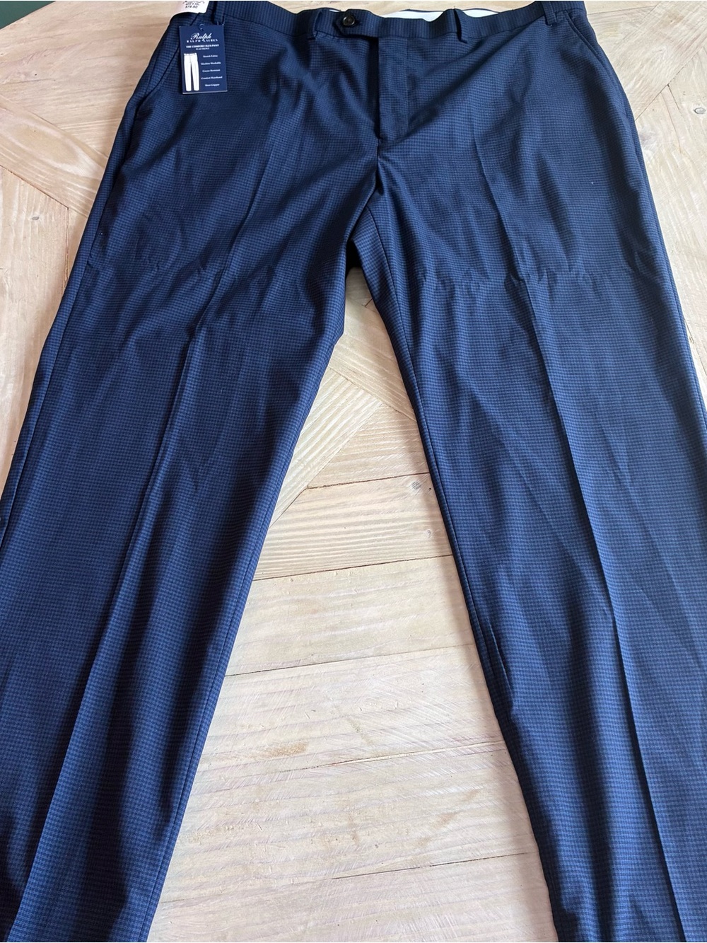Ralph Lauren Navy Micro-Check Dress Pants